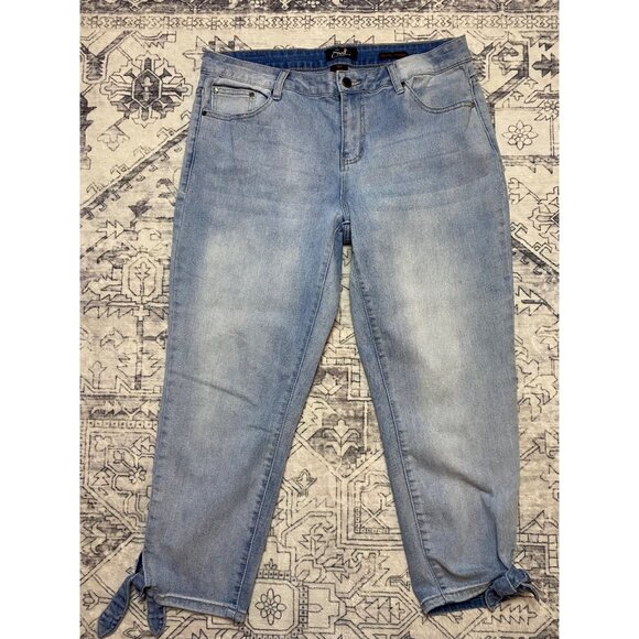 Earl Jean Denim - Earl Jean Capri Skinny Ankle Jeans With Tie Hem Womens 16 Petites Stretch Denim